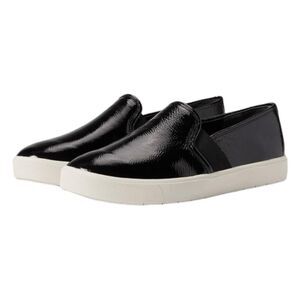 Vince Signature Blair 5 Slip On Sneaker Shiny Black Italian Leather 10